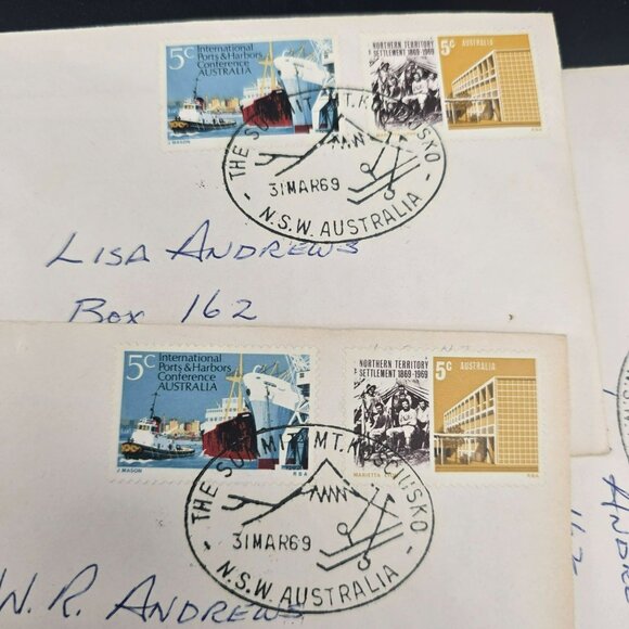 1969 Australian Stamped Envelopes With Kosciuszko Summit Postmarks LI3003 - Picture 2 of 7